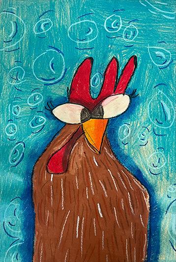 Bang Elementary School first grade student Kiara Keogh Palomino’s artwork “Miss Chicken Bubbles,” earned Best of Show.